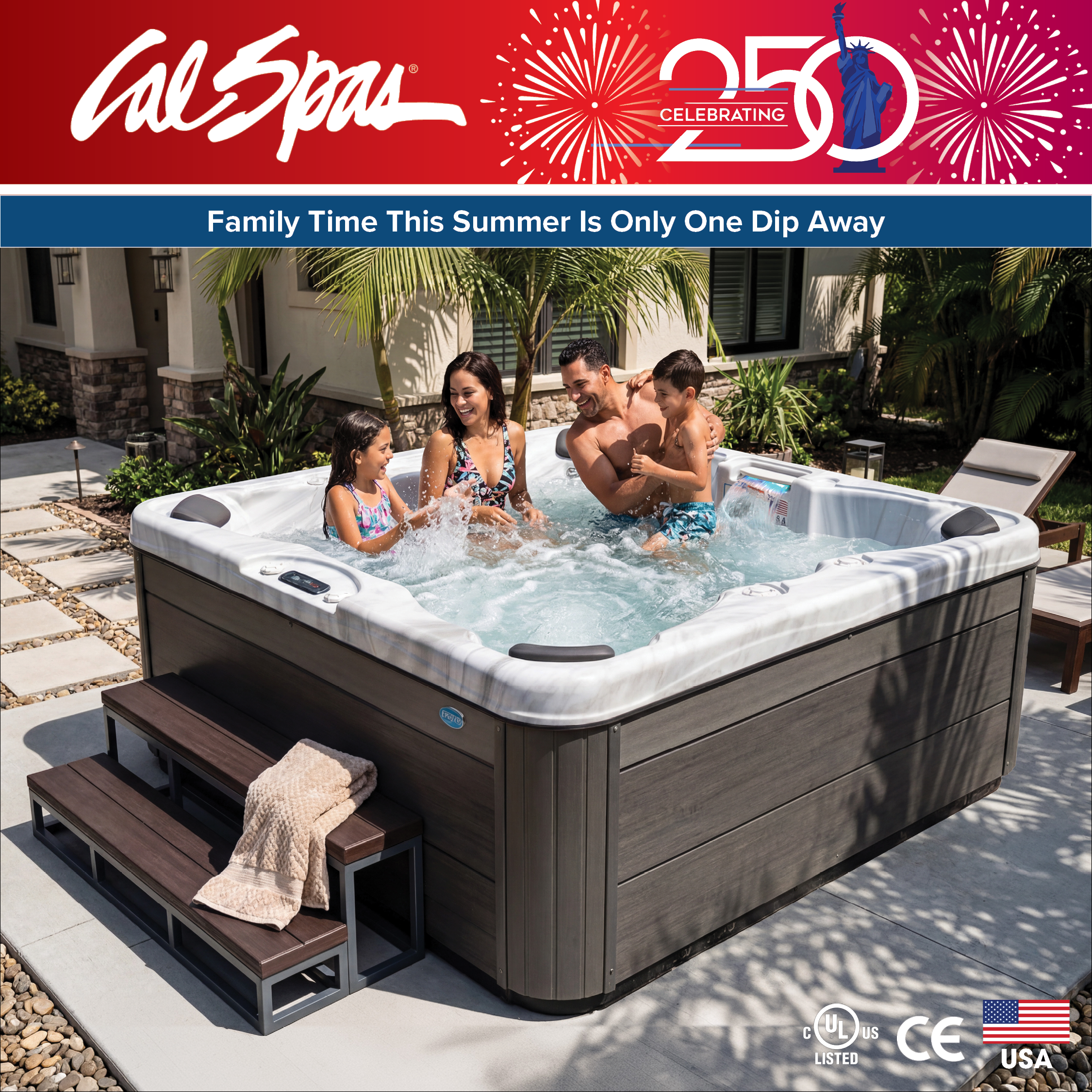 Calspas hot tub being used in a family setting - Manahawkin